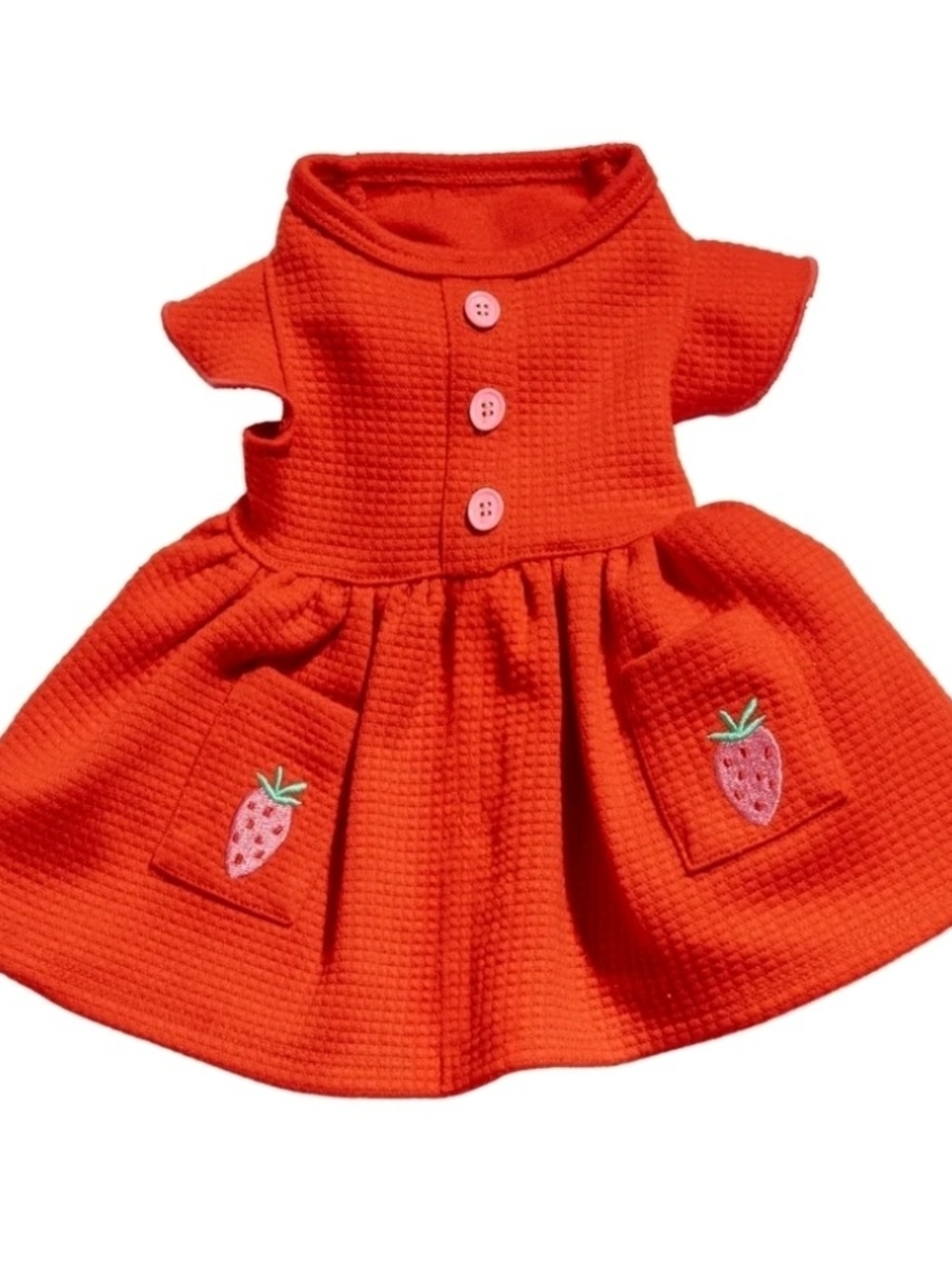 Oodles Sweet Strawberry Flutter Dog Dress, Red, Medium